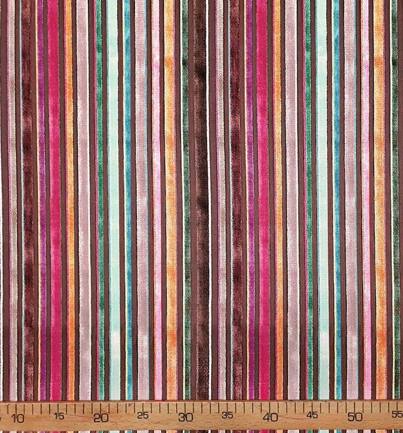 Striped Upholstery Fabric Velvet Look Fabric by Yard Boho Etsy