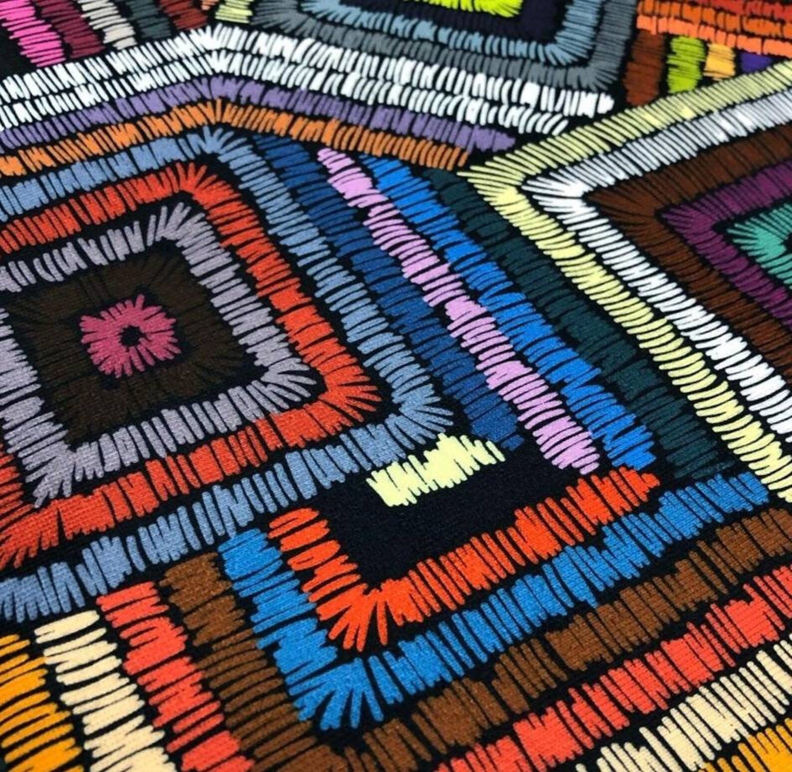 Colorful Boho Upholstery Fabric by Yard Embroidery Look Etsy