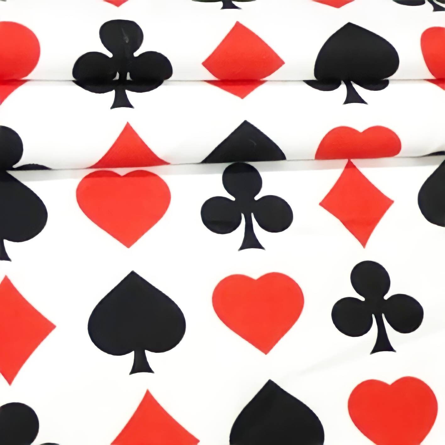 Playing Cards Print Fabric, Suits Clubs Diamonds Hearts Spades ...