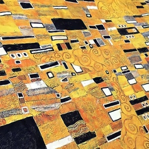 Kunstdruck Stoff, Geometrisch Polsterstoff Meterware, Gustav Klimt Stoff, Abstraktes Muster Stoff für Home Decor, Boho Stoff