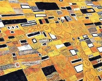 Stof Gustav Klimt, geometrisch bekledingsmateriaal, kunstprint op maat gesneden
