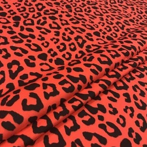 Red Leopard Fabric by the Yard, Black & Red Cheetah Animal Print Fabric,  Decorative Canvas Home Decor Upholstery Fabric for Chair Sofa Bench 