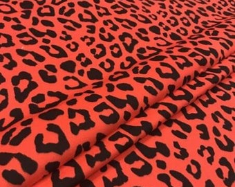Red and Black Leopard Print Upholstery Fabric, Exotic Fabric, Wild Animal Print Fabric for Chair Curtain Pillow, Cheetah Fabric By The Yard
