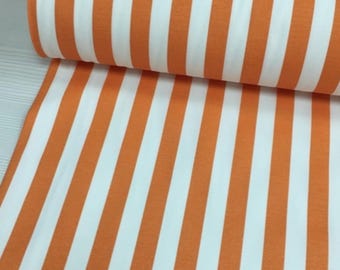 Orange Striped Water Repellent Upholstery Fabric By The Yard, Outdoors Indoors Material