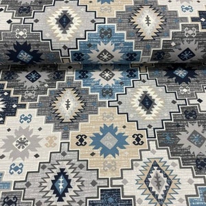Geometric Kilim Tribal Aztec Fabric for Chair Curtain Tablecloth, Upholstery Fabric by Yard, Southwestern Navajo Boho Fabric for Home Decor