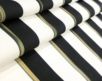 Black White Gold Striped Fabric, Modern Home Decor Material by Yard