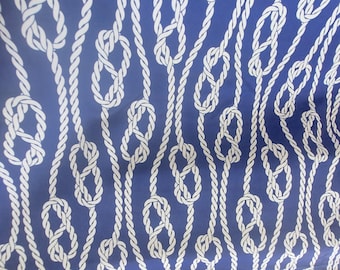 Sailors Knot Upholstery Fabric, Navy and White Nautical Rope Print