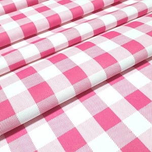 Pink and White Buffalo Plaid Fabric, Upholstery Fabric by Yard, Kitchen Fabric for Curtain Tablecloth Pillow, Buffalo Check Fabric