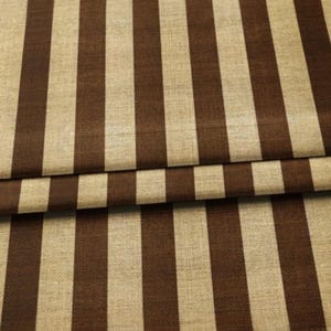 Wide Striped Burlap Print Jute Look Geometric Home Decor Upholstery Fabric by Yard for Chair Furniture Curtain Pillow, Brown Stripe Material