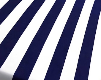 Navy Wide Stripe Upholstery Fabric, Modern Home Decor, By The Yard