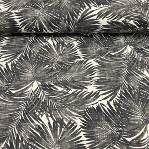 Tropical Fabric By The Yard, Black Palm Leaf Fabric for Chair Sofa Curtain, Tropical Leaf Upholstery Fabric By The Yard, Botanical Fabric