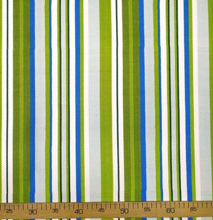 Blue and Green Striped Upholstery Fabric by Yard Linen Look Etsy