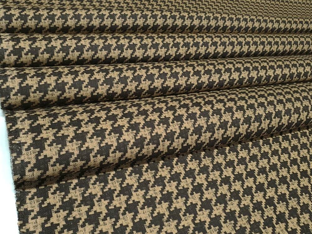 Brown Houndstooth Fabric Upholstery Fabric by The Yard Home | Etsy