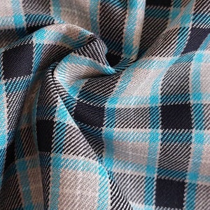 Tartan Plaid Fabric by Yard, Blue Gray Cotton Blend Gabardine Plaid Fabric for Skirt Pants Dress Making, Check Fabric for Soft Furnishings