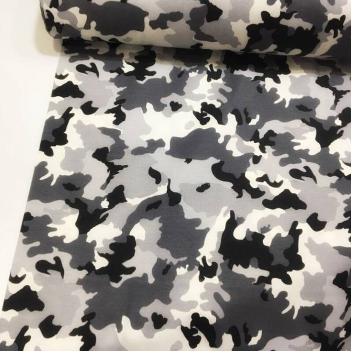 Gray Camouflage Fabric By The Yard Cotton Canvas Upholstery Etsy