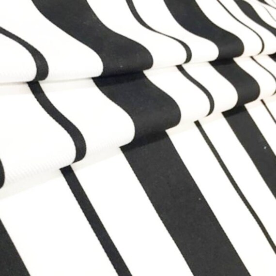 Black and white striped curtain fabric discount