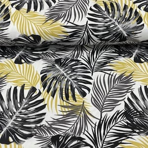 Tropical Hawaiian Leaves Fabric, Cotton Canvas Upholstery Fabric By Yard, Botanical Palm Leaf Summer Fabric for Curtain Pillow Chair