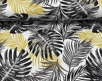 Tropical Palm Leaf Fabric, Cotton Canvas Upholstery, Hawaiian Decor