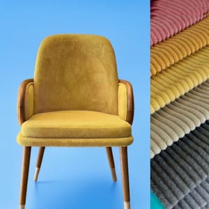 24 Colors Corduroy Upholstery Fabric by Yard, Water Repellent 6-Wale Cord Fabric, Luxury Home Decor Fabric, Flame Resistant Corduroy Fabric