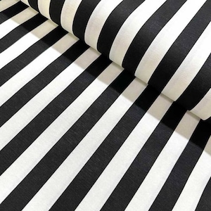 0.78&quot; Black and White Stripes Home Decor Outdoors Cotton Canvas Upholstery  Fabric by The Yard for Chair Couch Pillow Bag Slipcover DIY