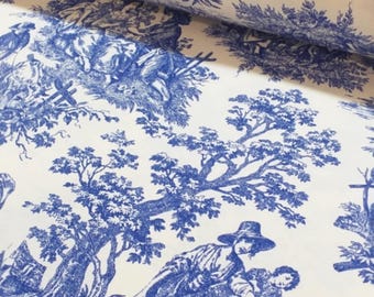 Tela de tapicería retro de lona de algodón Toile de Jouy cortada a medida, material estilo granja francesa Cottagecore.