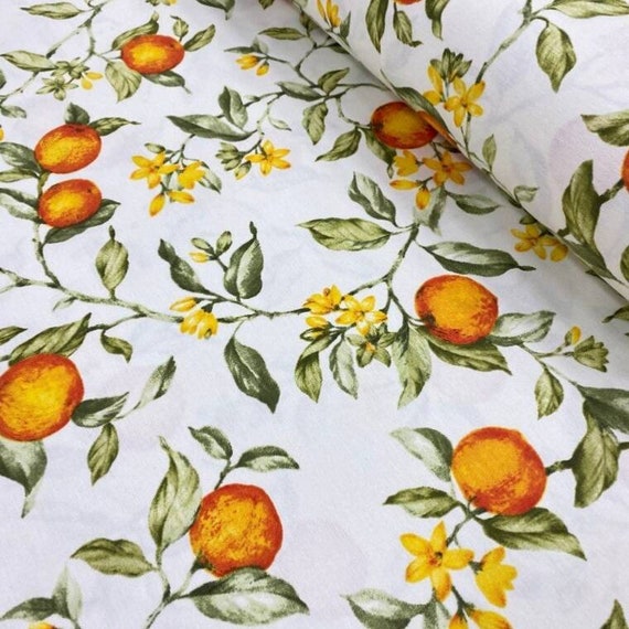 Oranges Upholstery Fabric Kitchen Fabric by the Yard Fruit Etsy