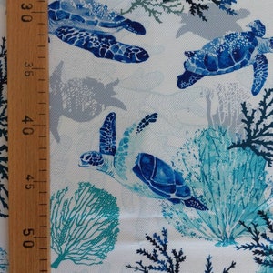 Sea Turtle Fabric, Ocean Nautical Underwater Marine Fabric, Coastal Boho Fabric by Yard, Tropical Upholstery Fabric for Curtain Chair Pillow