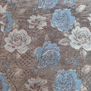 Floral Jaquard Chenille Luxury Heavy Upholstery Fabric by Yard,  Vintage Roses Woven Tapestry Fabric for Chair Furniture Curtain Panels