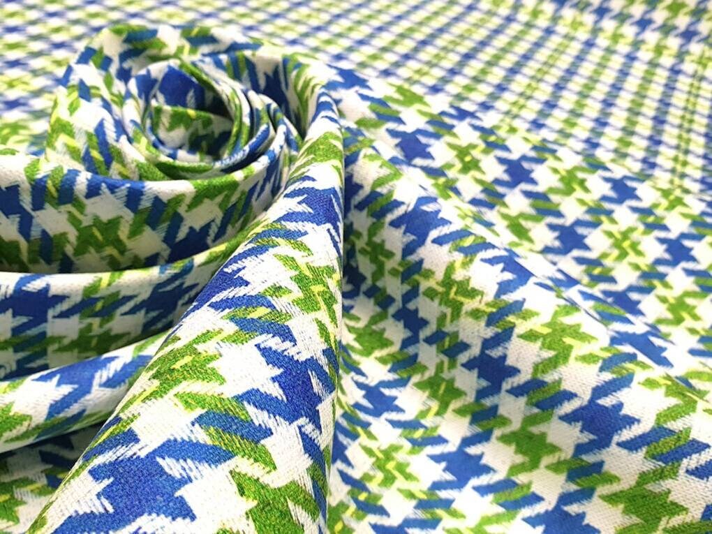 Blue and Green Houndstooth Upholstery Fabric Geometric Fabric - Etsy