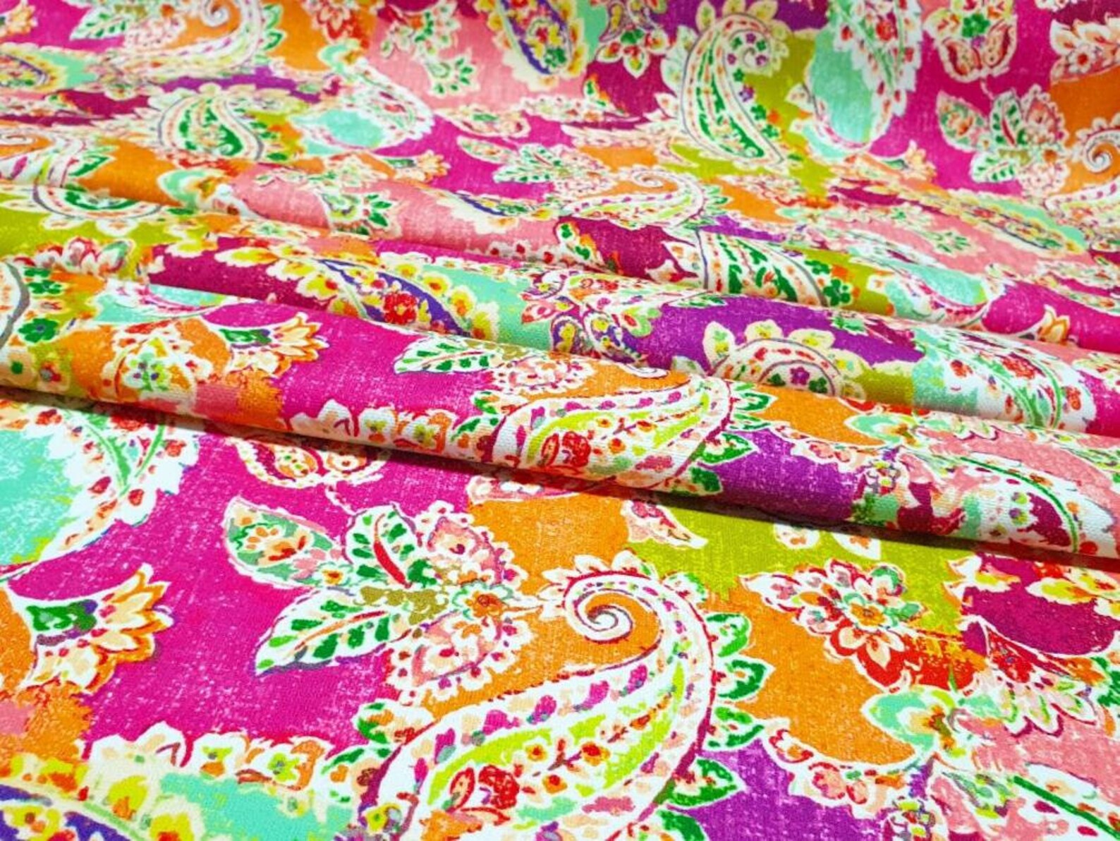 Colorful Paisley Fabric by the Yard Boho Upholstery Fabric Etsy