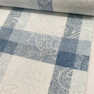 4 Color Paisley Upholstery Fabric by The Yard, Plaid Fabric for Couch Chair Ottoman Cushion, Cotton Canvas Fabric