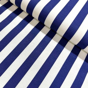 Navy Striped Water Repellent Furniture Curtain Chair Sofa Cushion Canvas Upholstery Fabric by The Yard