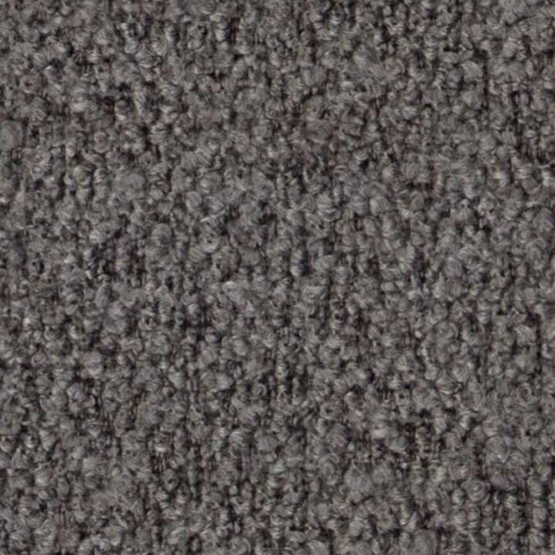 Op de afbeelding: Close-up van een grijze, textuurrijke stof met een licht pluche oppervlak.