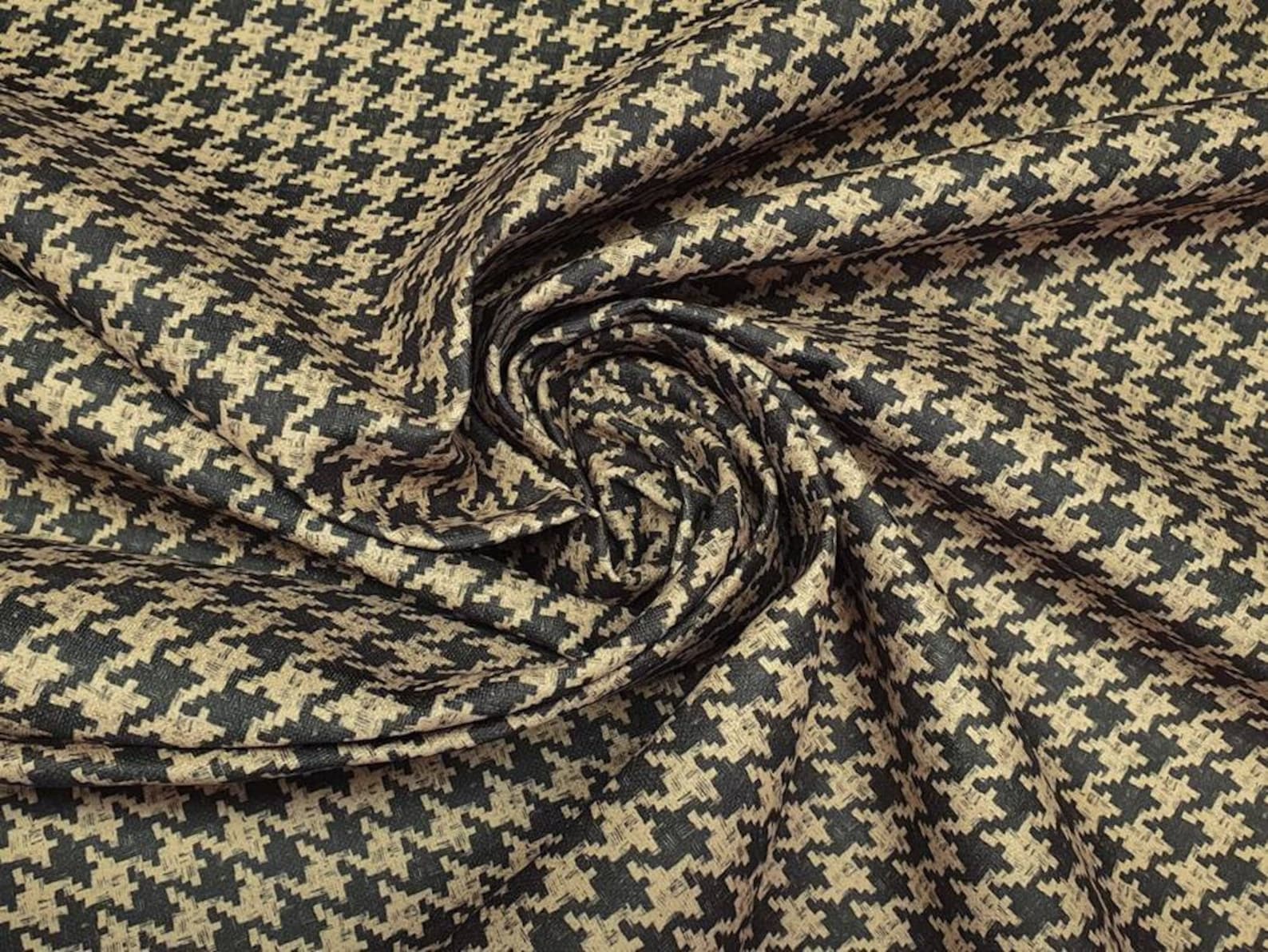 Brown Houndstooth Fabric Upholstery Fabric by The Yard Home Etsy