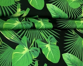 Tropical Palm Leaf Upholstery Fabric, Botanical Jungle Print