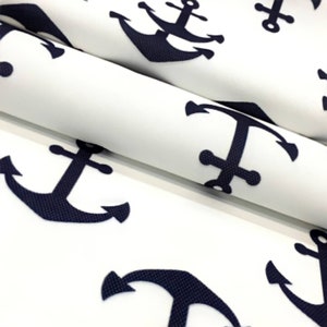 Anchor Fabric, Nautical Upholstery Fabric by The Yard, Coastal Fabric for Curtain Pillow Chair, Ocean Sea Beach Marine Fabric