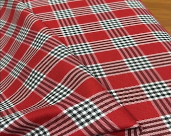 Tessuto gabardine scozzese a quadri rossi, neri e bianchi, tagliato su misura, materiale scozzese per abbigliamento, tovaglia, cuscino, tovagliolo