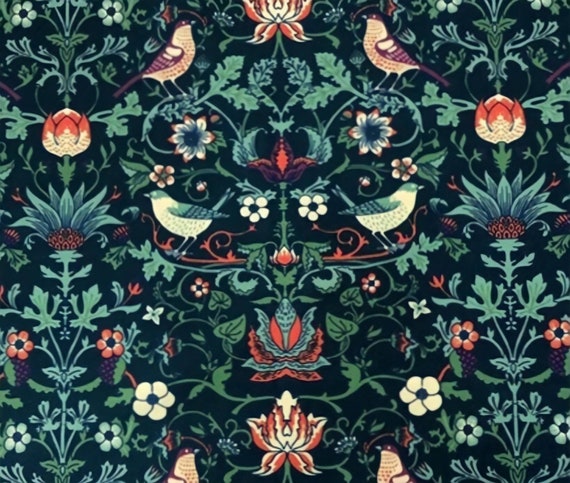 Art Print Upholstery Fabric by Yard Birds and Flowers Fabric