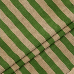 Green Striped Burlap Look Upholstery Fabric by Yard for Chair Furniture Curtain Pillow, Jute Print Geometric Home Decor Material