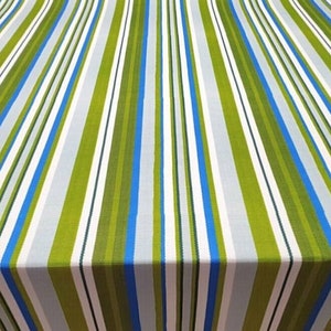 Blue and Green Striped Upholstery Fabric By Yard, Digital Print Linen Look Modern Home Decor Fabric for  Chair Curtain Pillow Tablecloth