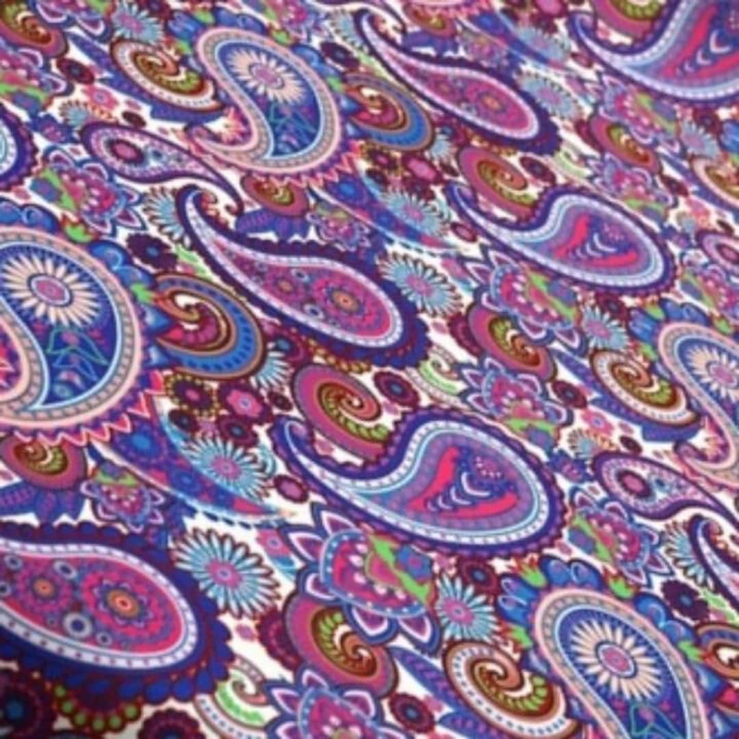 Purple and Blue Paisley Fabric by the Yard, Boho Upholstery Fabric