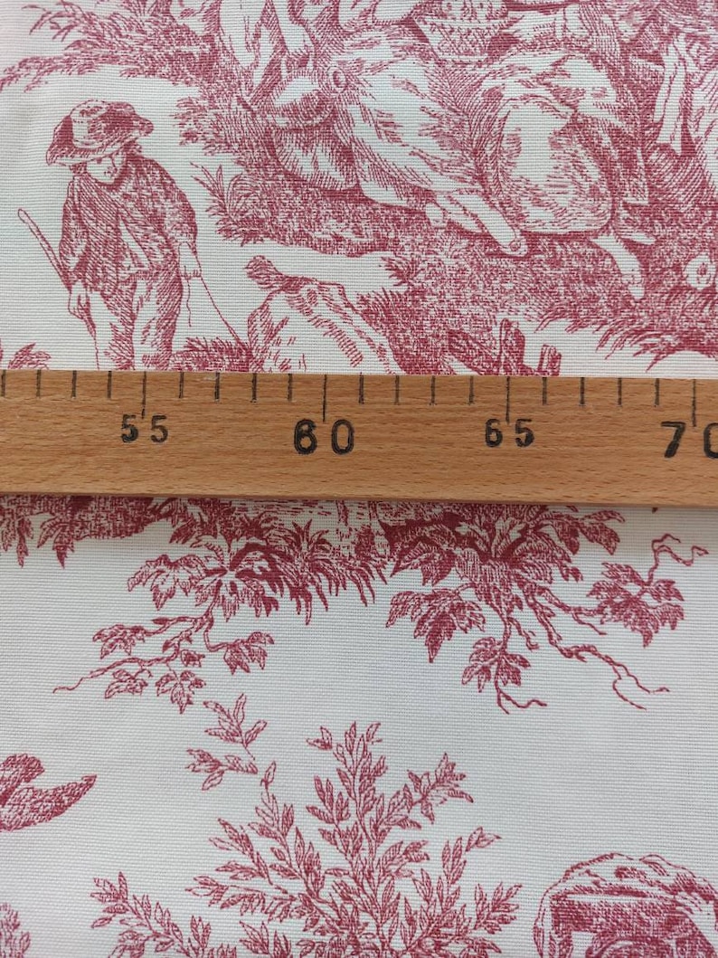 Antique Red Toile Upholstery Fabric by the Yard Retro Fabric Etsy