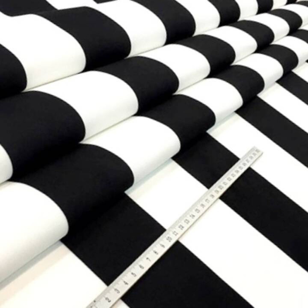 BLACK White Striped Fabric Sofia Stripes Curtain Upholstery Material 280cm  Wide 