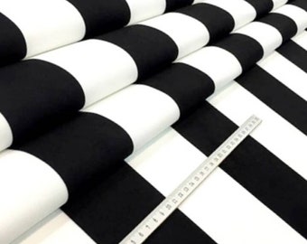 Wide Black and White Striped Upholstery Fabric, Modern Home Decor