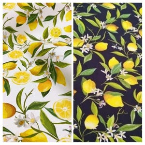 Lemon Fabric By Yard, Upholstery Fabric, Citrus Fruit Print Fabric for Indoors Outdoors, Kitchen Fabric for Tablecloth Pillowcover
