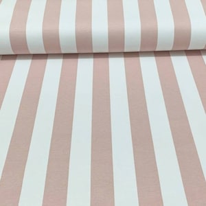 Powder Pink Striped Upholstery Fabric by The Yard, 1.96&quot;/ 5 cm. Wide Stripes Fabric for Home Decor, Modern Water Resistant Fabric