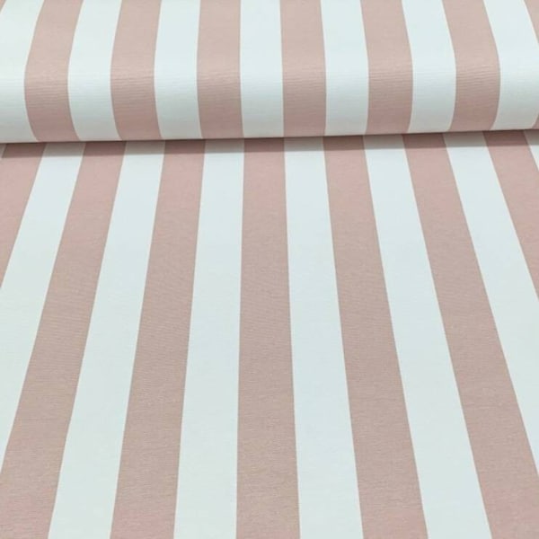 Powder Pink Striped Upholstery Fabric by The Yard, 1.96"/ 5 cm. Wide Stripes Fabric for Home Decor, Modern Water Resistant Fabric