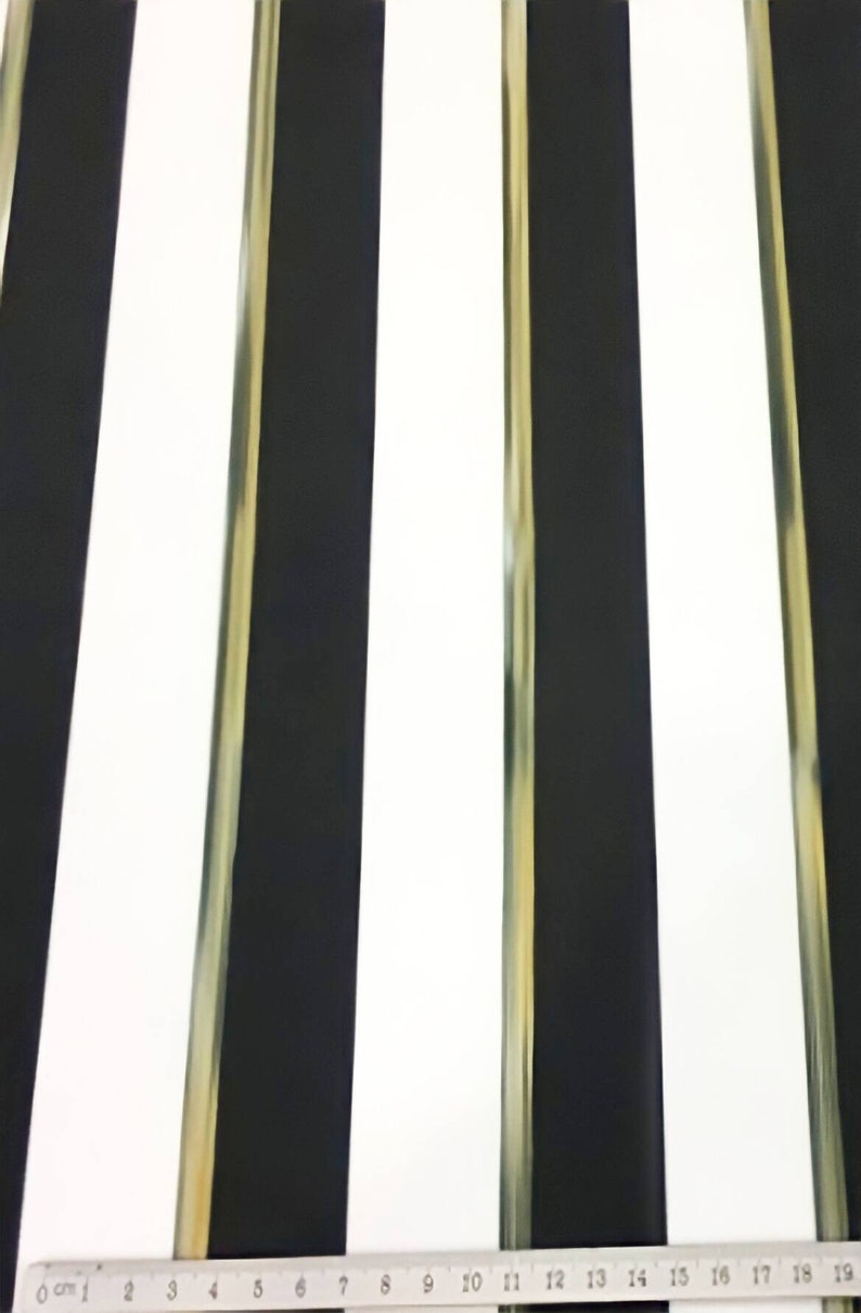 May include: A close-up of a black and white striped pattern. The stripes are vertical, with alternating black and white bands. A ruler is at the bottom, showing centimeters.