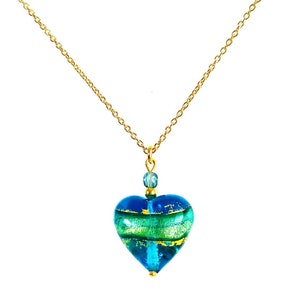 Murano Glass Heart Necklace &#39;Aqua Mare&#39; by I Love Murano, Murano Glass Heart, Murano Glass Necklace, Glass Heart, Murano Glass Jewelry