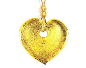 Murano glazen hart van I Love Murano 'Gold Passion Heart' met glazen ketting, Murano glazen hart, Murano glazen sieraden, gouden glazen hart